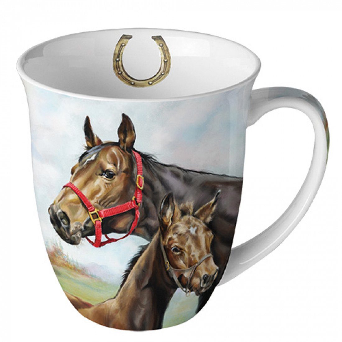 Ambiente Luxury Paper Products Becher Wunderschöner Kaffeebecher Tasse Horse Love 400 ml Pferde