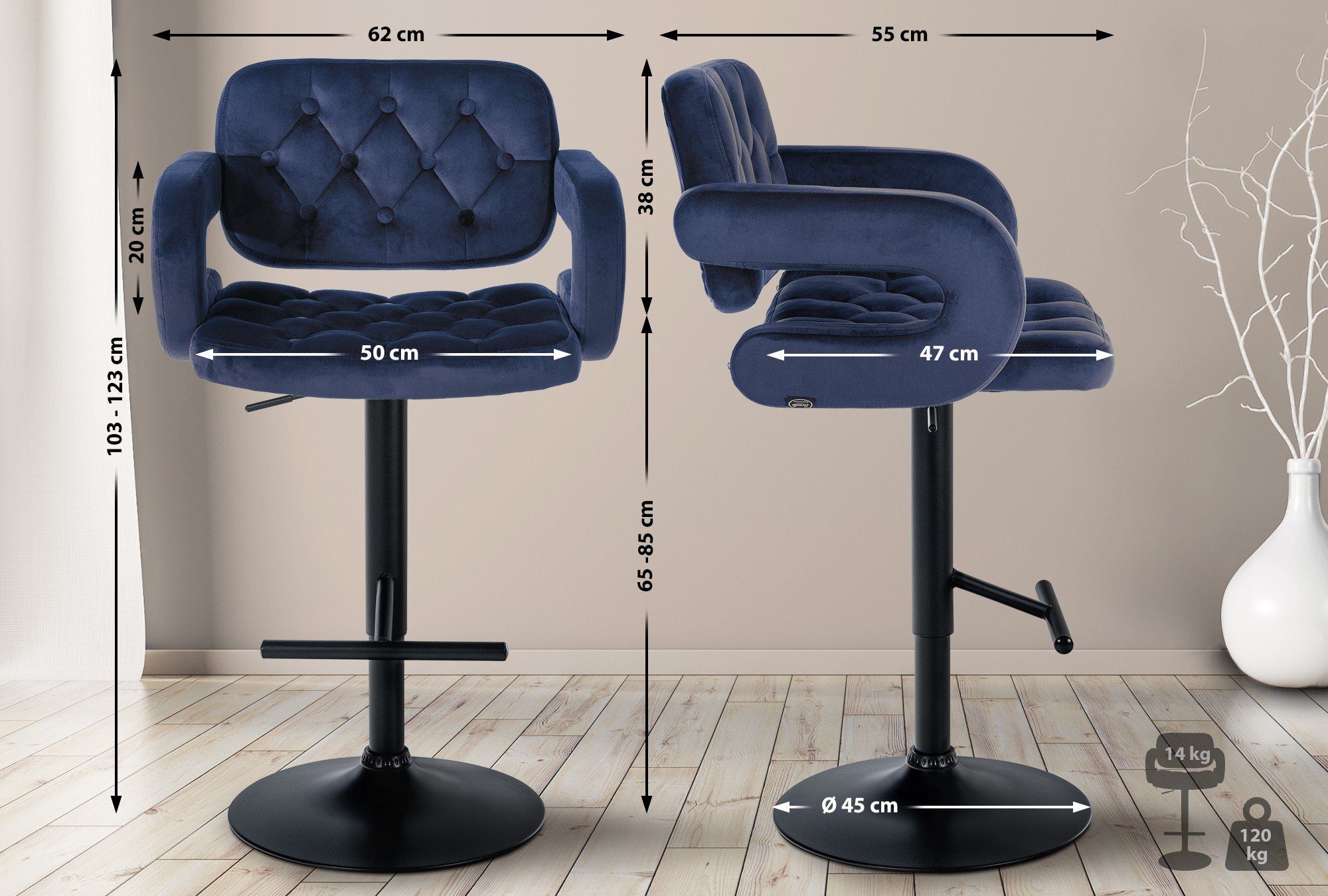 CLP Barhocker Dublin Samt, drehbar und günstig online kaufen