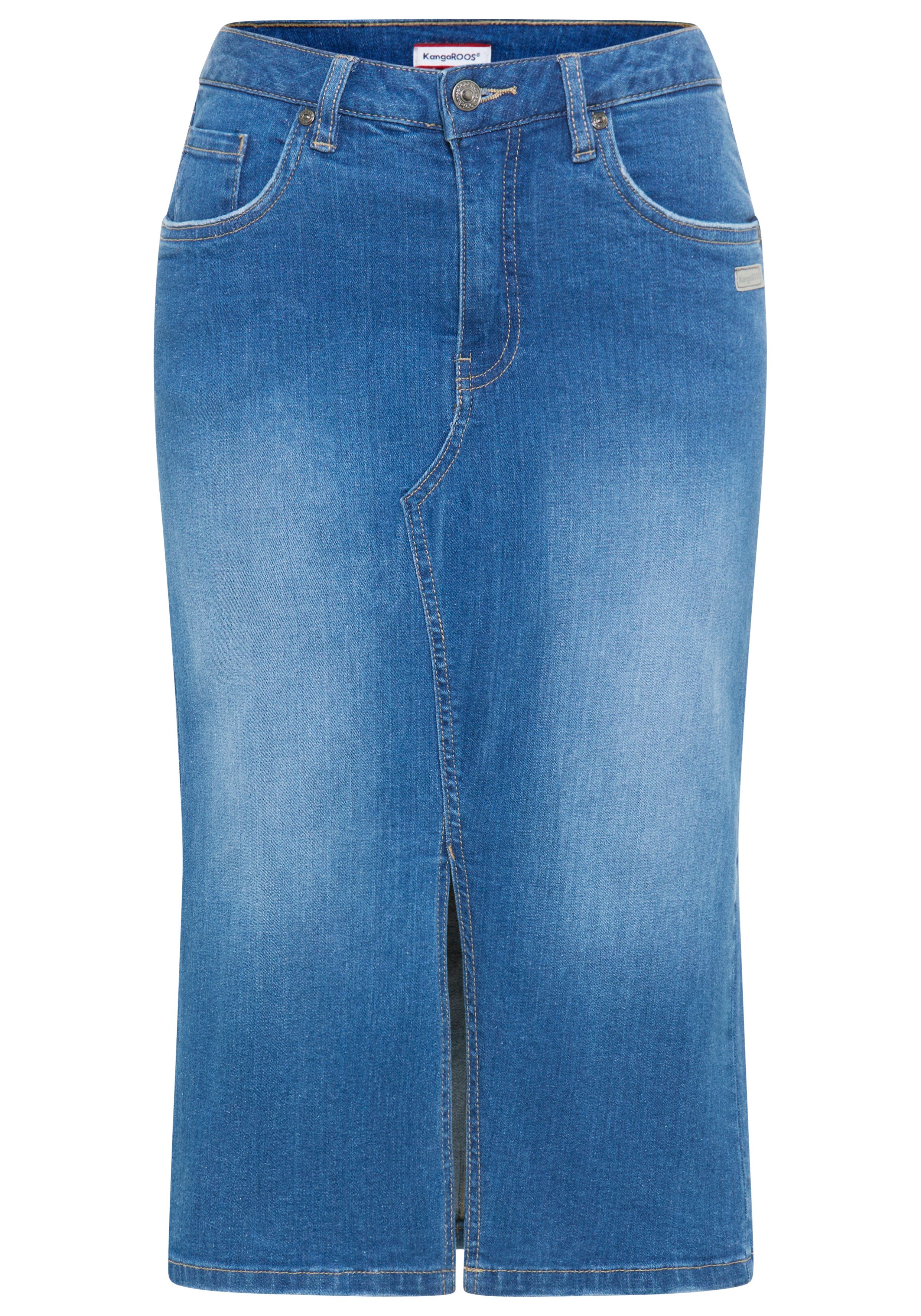 KangaROOS Jeansrock in Midilänge mit Schlitz