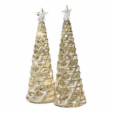 Mirabeau Lichterkette Deko-Baum 2er Set Glitter silber/ klar