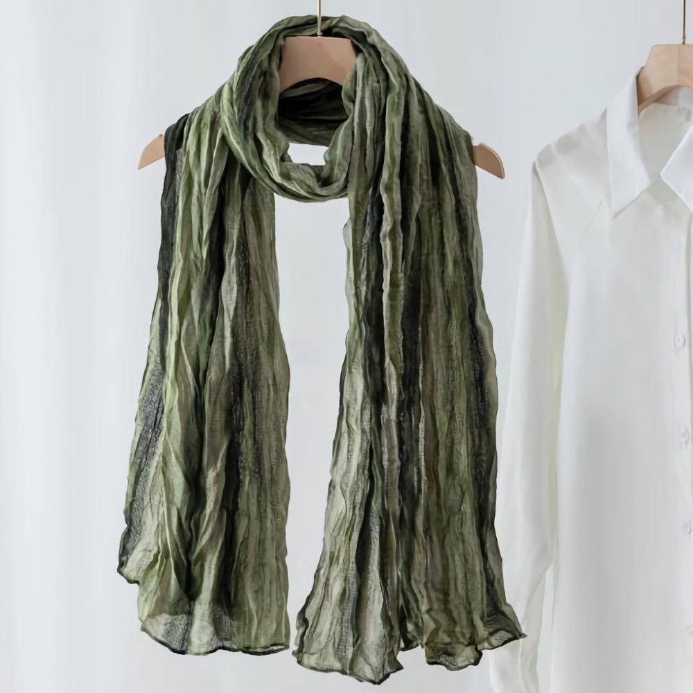 Blusmart Modeschal Leinen-Schal mit Ombre-Batik- und Faltenmuster, (Warm und stylisch, Retro-ethnischer Baumwoll), Für Damen als Schal oder Umhang