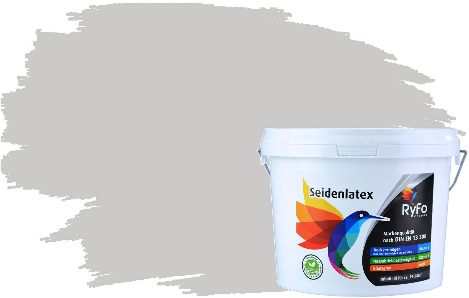 RyFo Colors Wand- und Deckenfarbe Seidenlatex Trend Grautöne, 1 L reicht für ca. 8 m², Hohe Reinigungsfähigkeit,diffusionsfähig,strukturerhaltend,geruchsarm