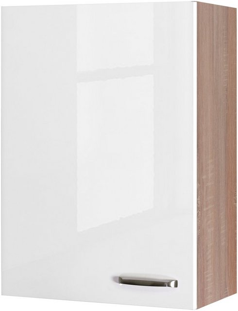 Flex-Well Exclusiv Oberschrank Valero 60 cm x 89 cm Hochglanz Weiß-Sonoma Eiche