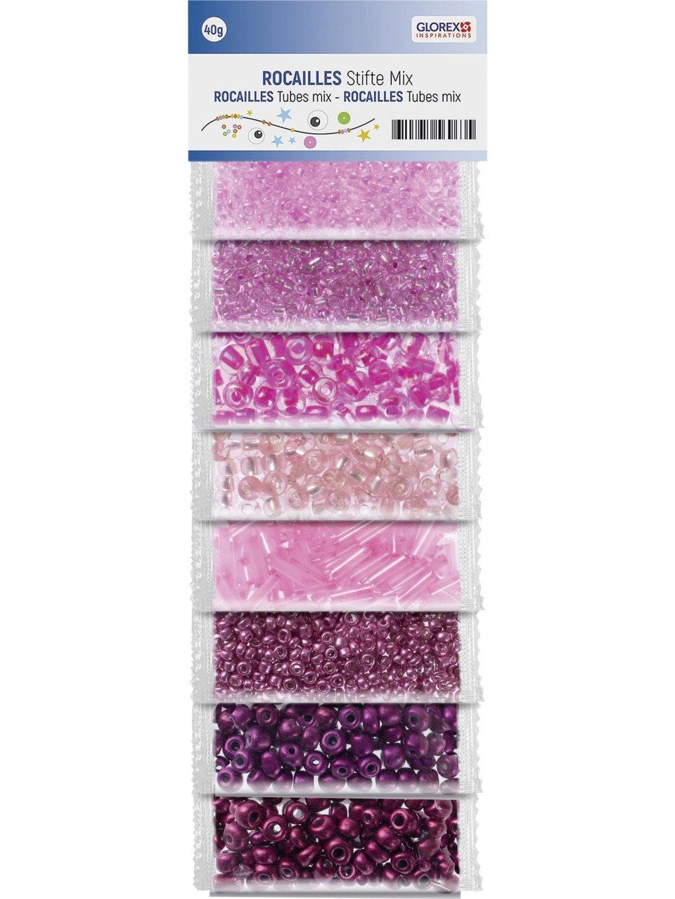 Glorex Bastelperlen Glorex Rocailles/Stifte rosatöne mix