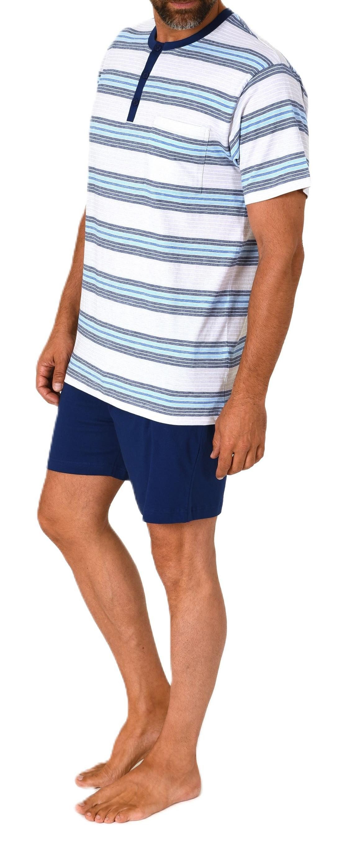 Normann Pyjama Normann Herren kurzarm Schlafanzug Shorty mit Knopfleiste am Hals – Bild 3 von 5