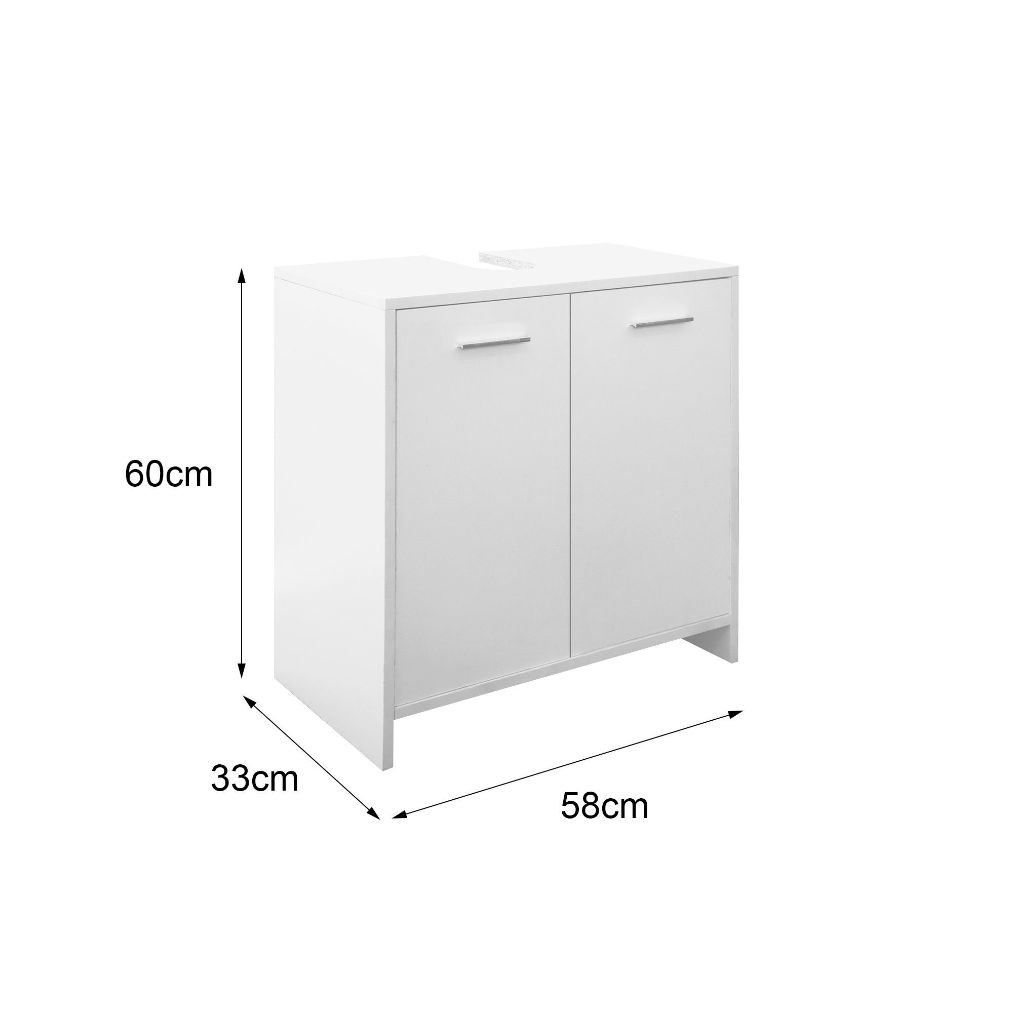 ML-DESIGN Waschbeckenunterschrank Waschbecken Stauraum Badezimmerschrank 2 MDF-Holz 58x60x33cm Unterschrank Weiß viel Waschtischunterschrank Türen