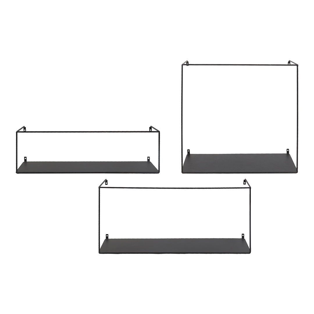House Nordic Regal Ulmo Wandregal Set von 3 schwarz.