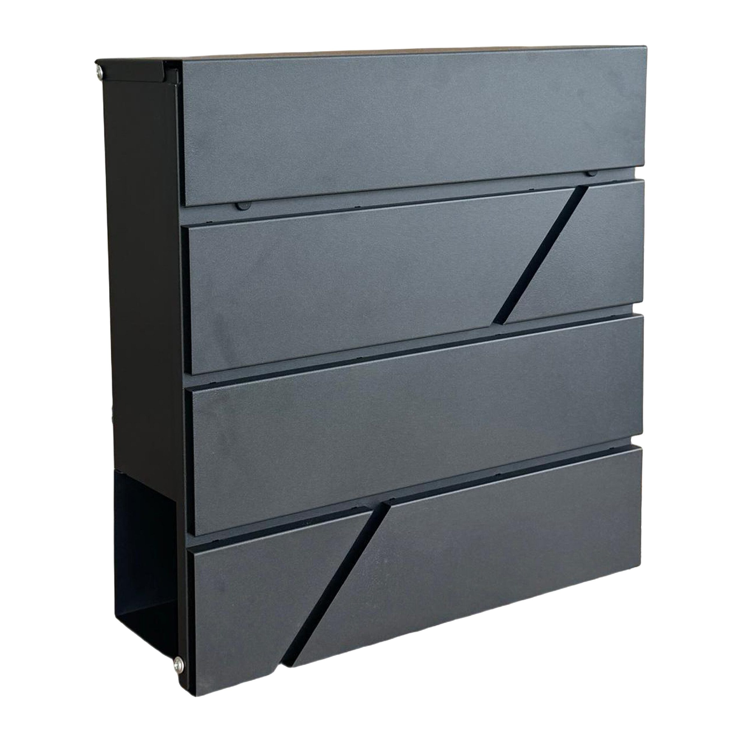 relaxdays Wandbriefkasten Metall Briefkasten mit Zeitungsfach (6-St), schwarz