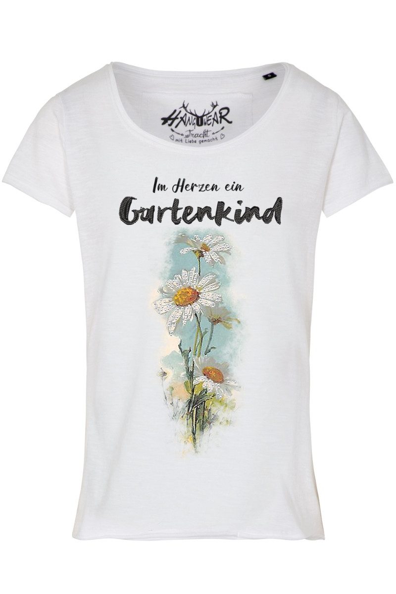 Hangowear Trachtenshirt Trachtenshirt Damen - GARTENKIND - weiß