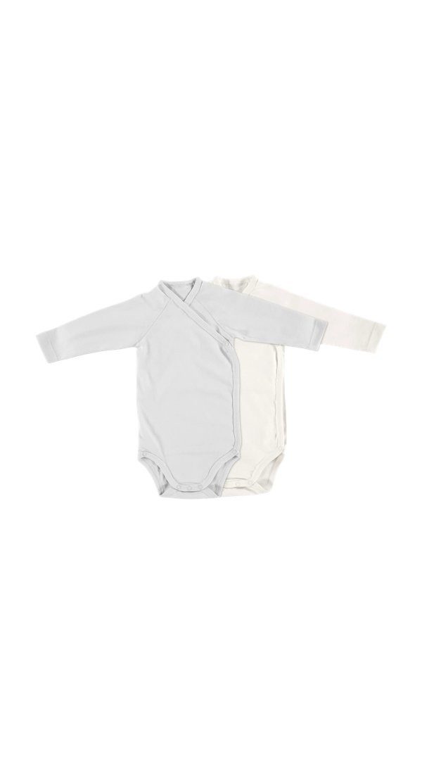 Alvi® Wickelbody Baby Bodys 2er Langarm (2-tlg) praktische Druckknöpfe