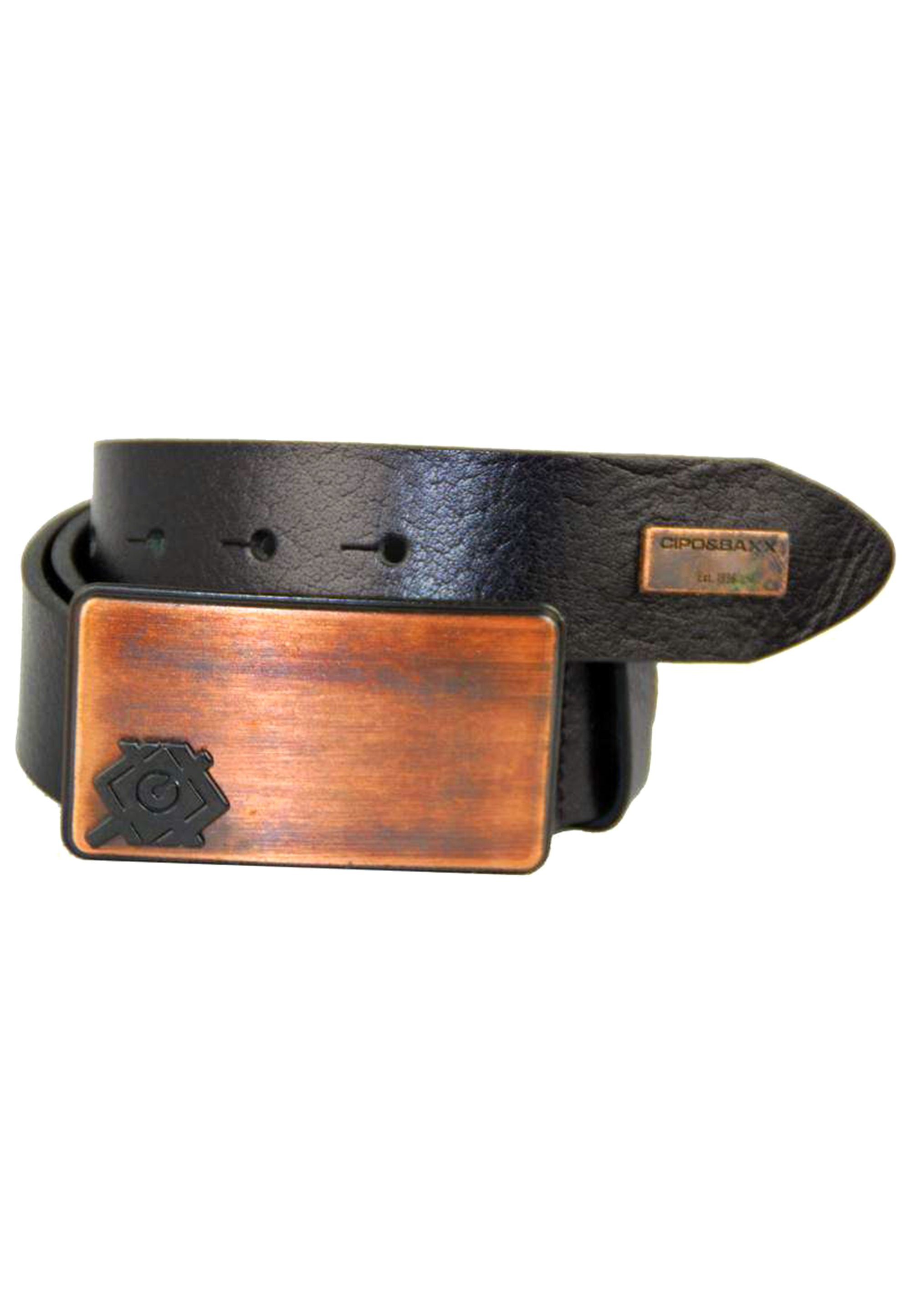 Cipo & Baxx Ledergürtel mit schwarz stylischer Metallschnalle