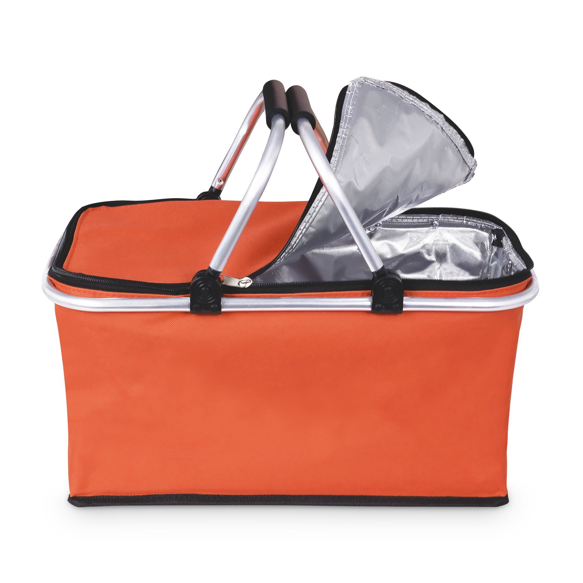 wuuhoo Einkaufskorb mit verstärktem Griff faltbar I Picknick-Korb klap, Einkaufstasche für unterwegs mit Thermo Isloierung I handlich und abwaschbar I verstärktes Material 4 orange | 
