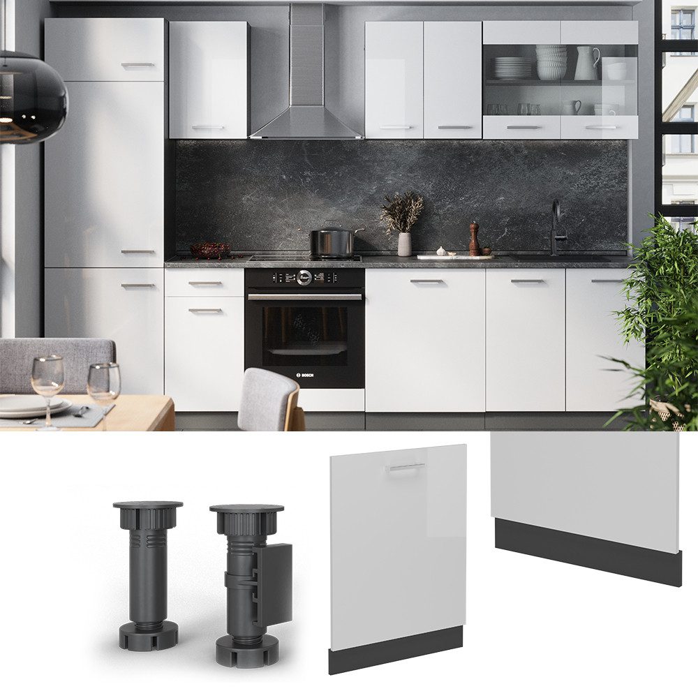 Vicco Frontblende R-Line, Weiß Hochglanz/Anthrazit, 60 cm ohne Arbeitsplatte (1 St)