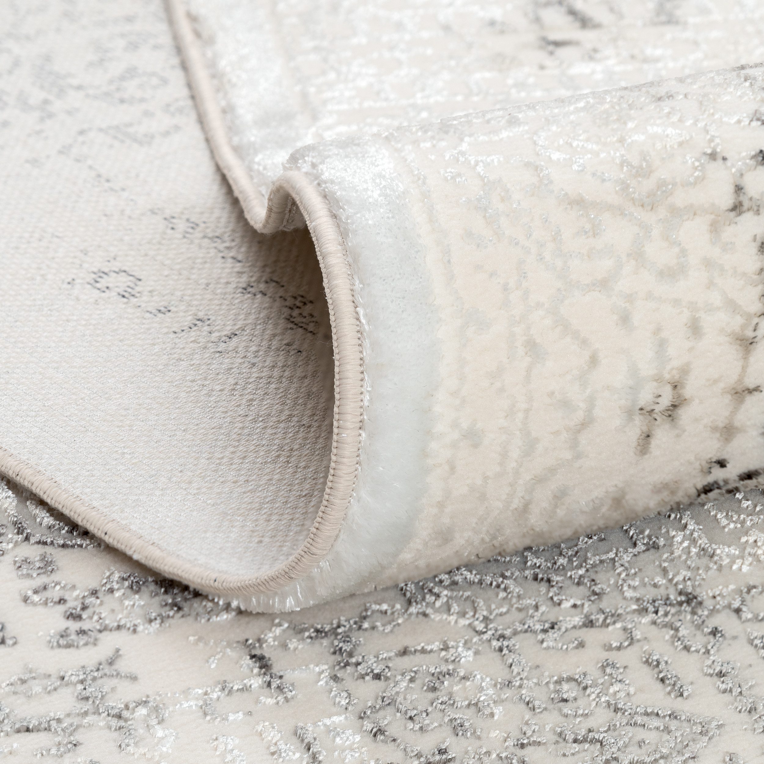 Sehrazat Teppich Diamond 7840, auch als Läufer, rechteckig, Höhe: 8 mm, Kurzflor, Vintage, Viskose, leichter Glanz, mit Fransen, Wohnzimmer