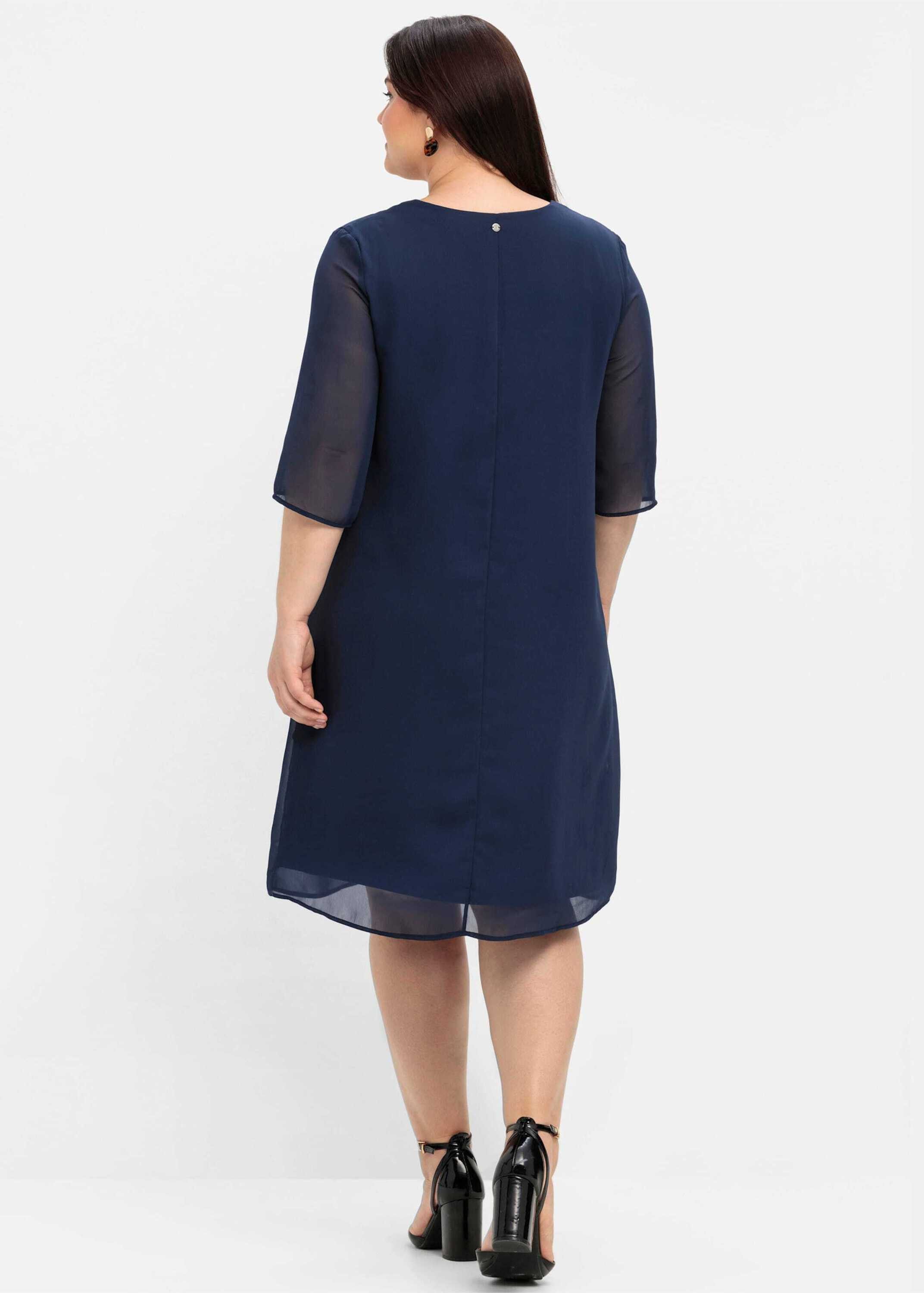 Sheego Etuikleid Cocktailkleid 3/4-Arm im Layerlook, aus Chiffon und Viskose