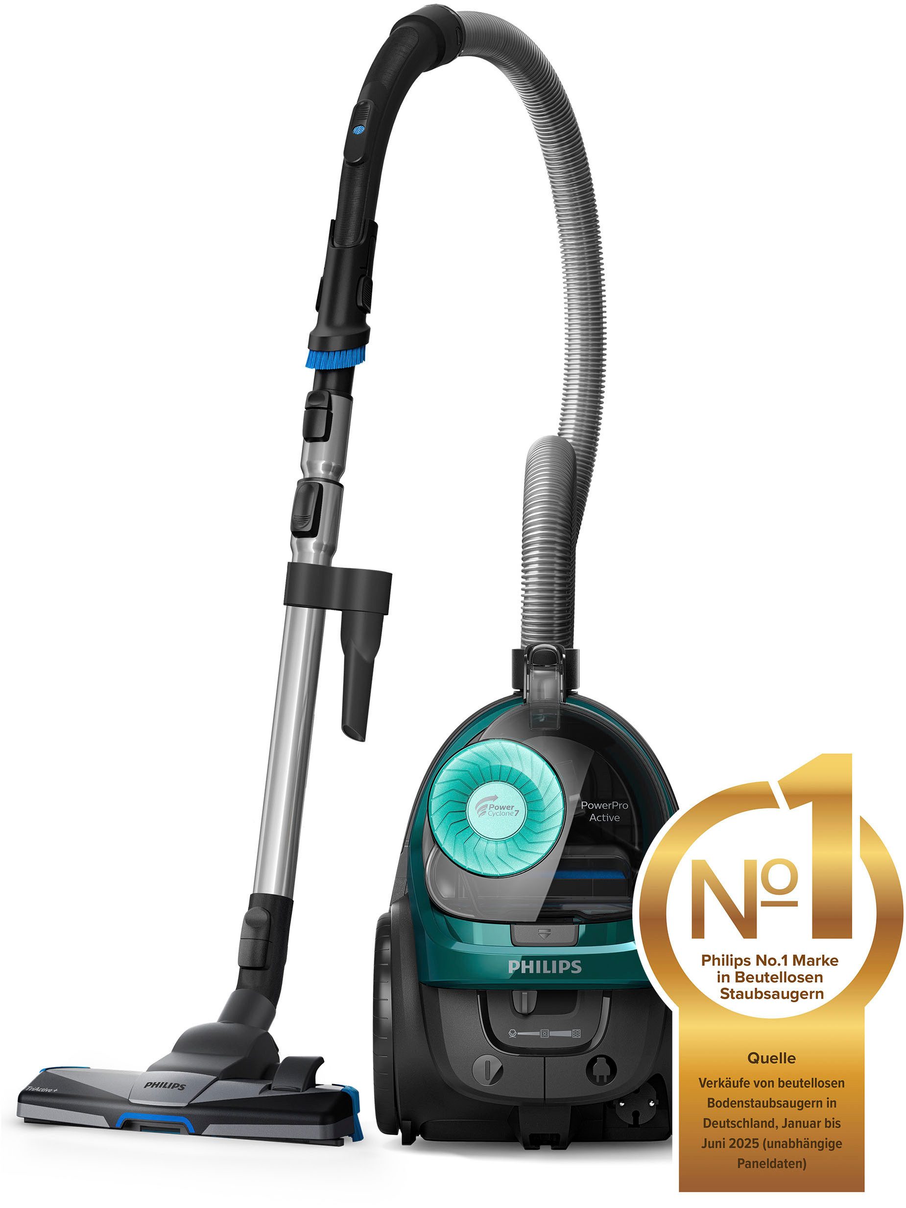 Philips Bodenstaubsauger FC9555/09, 900 W, beutellos, mit 1,5 l Fassungsvermögen und Tri-Active+-Düse