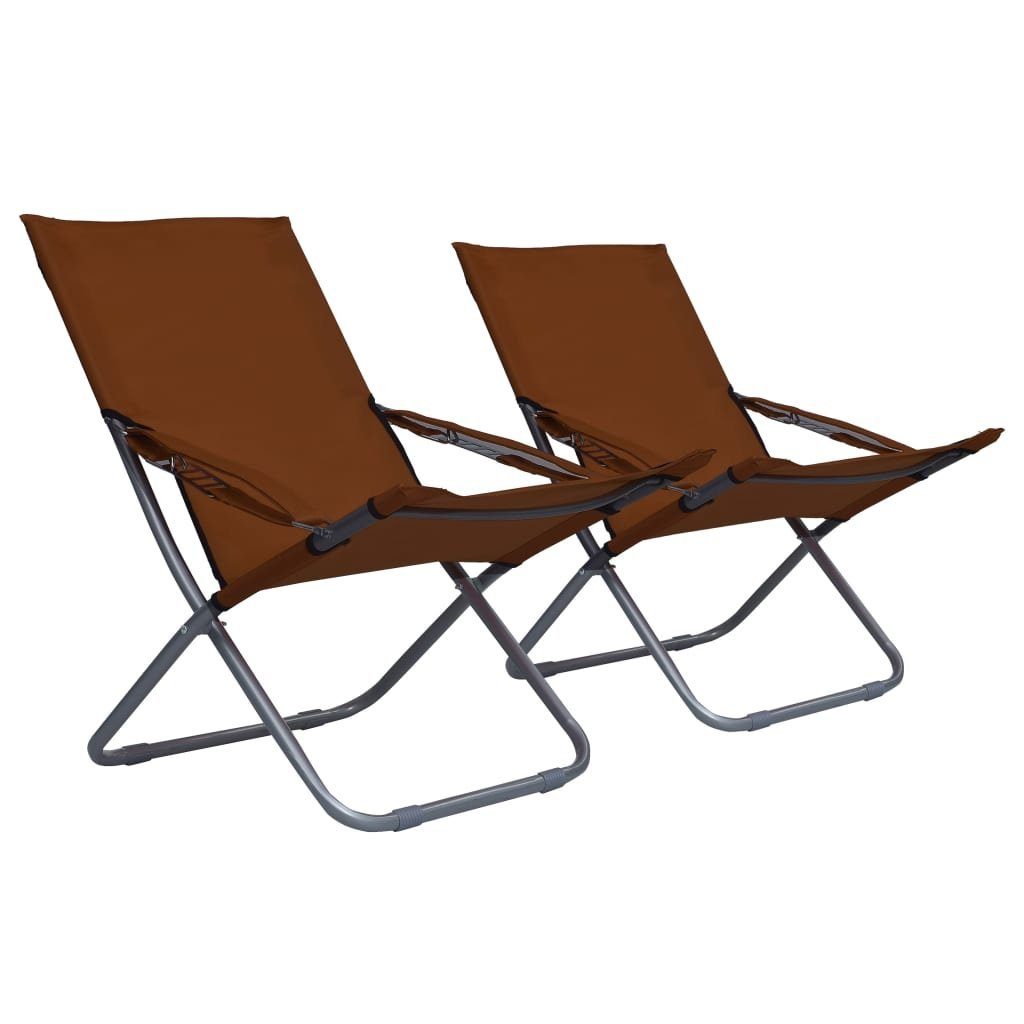 vidaXL Gartenstuhl Klappbare Strandstühle 2 Stk. Stoff Braun (2 St)