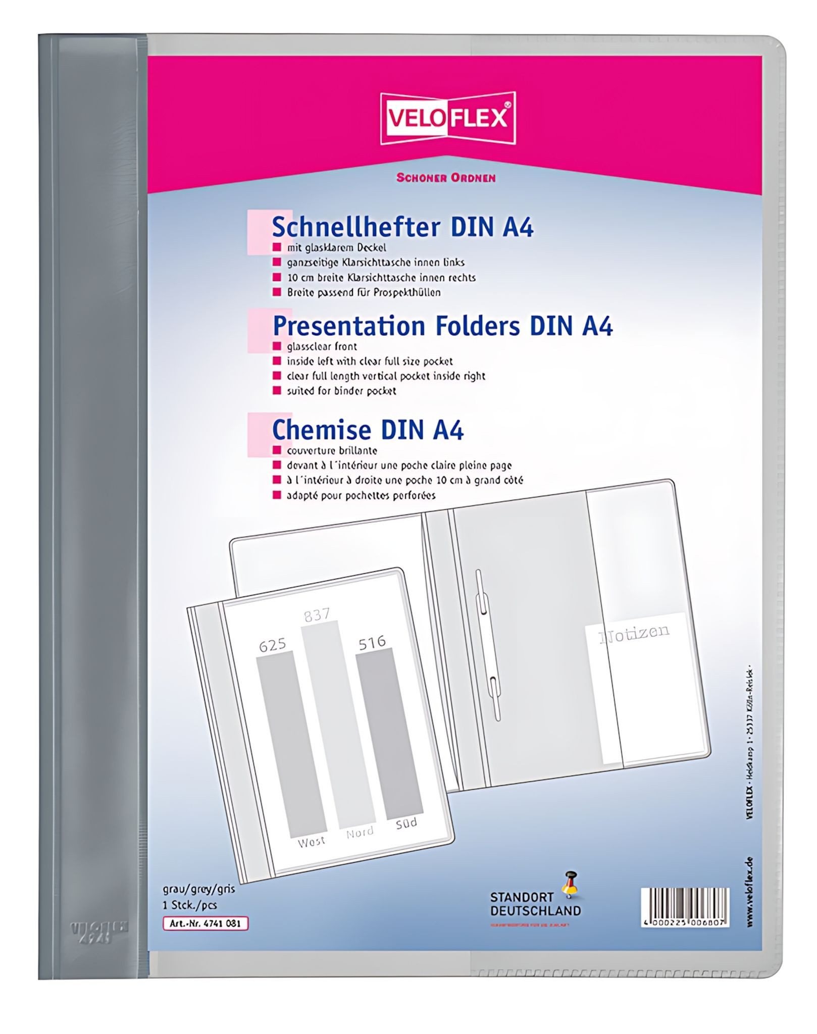 VELOFLEX Hefter VeloflexSchnellhefter A4 grau