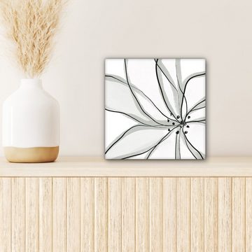 OneMillionCanvasses® Leinwandbild Blume - Kunst - Weiß - Schwarz, (1 St), Wandbild, Deko Schlafzimmer Wohnzimmer 20x20 cm