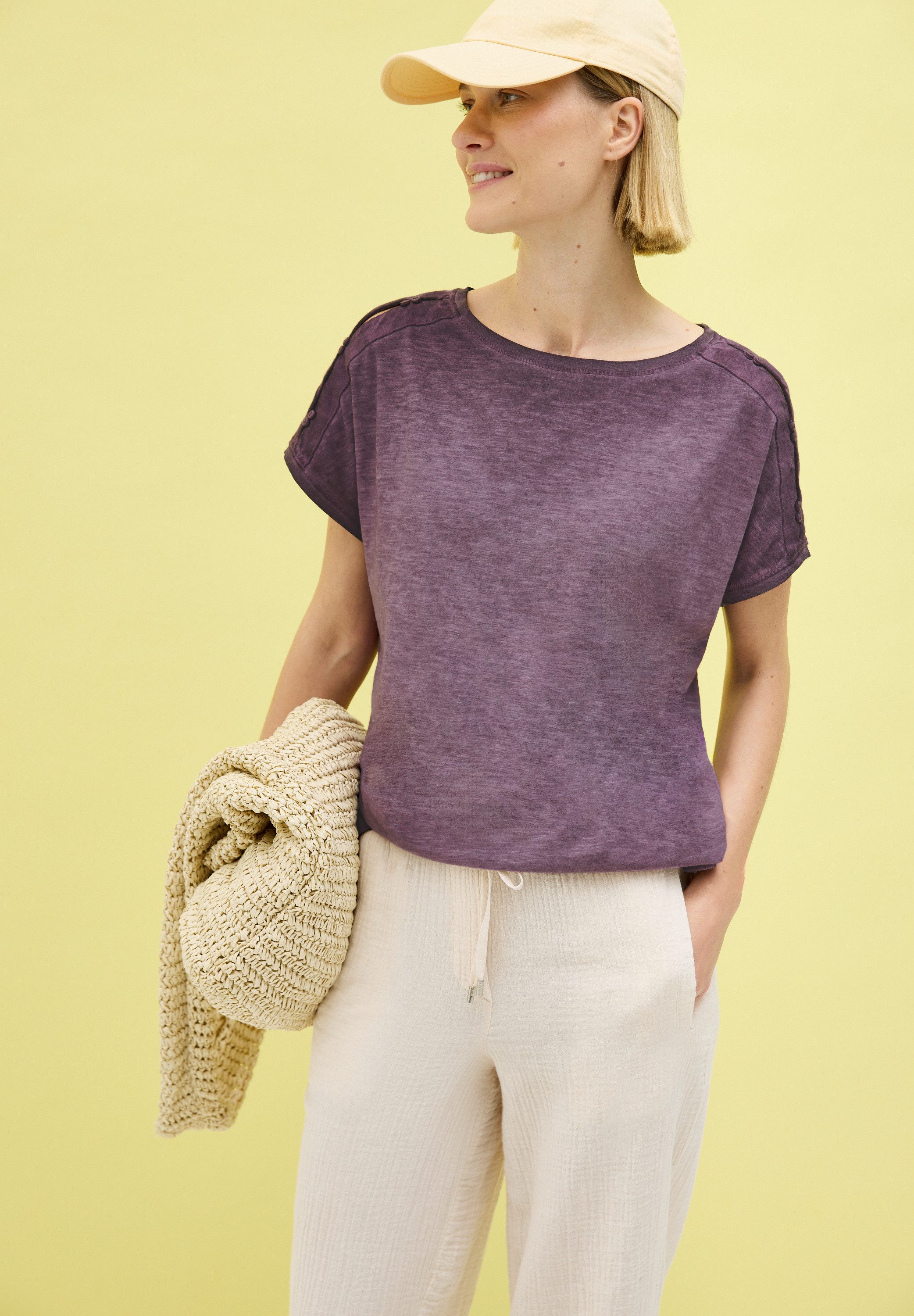 CECIL T-Shirt mit Knopfdetails an der Schulter günstig online kaufen