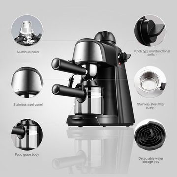 Tidyard Espressomaschine Espressomaschine, mit Dampf, 5 Bar, 2–4 Tassen, 240 ml Fassungsvermögen, 800 W