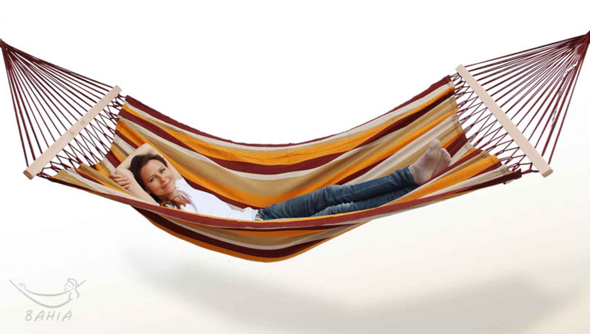 Bahia Stabhängematte Stabhängematte Terra L braun orange natur BAHIA Fair Trade Baumwolle