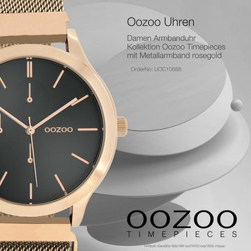OOZOO Quarzuhr Oozoo Unisex Armbanduhr Timepieces Analog, (Analoguhr), Damen, Herrenuhr rund, groß (ca. 45mm) Metallarmband rosegold