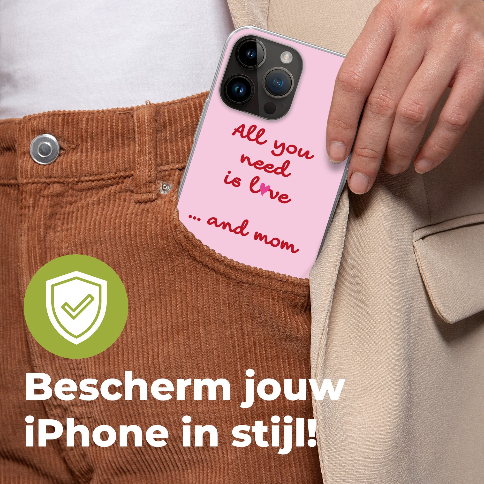MuchoWow Handyhülle für Apple iPhone 14 Pro Max Mutter - Liebe - Text - Rot, Smartphone-Bumper, Print, Handy Schutzhülle Dünn