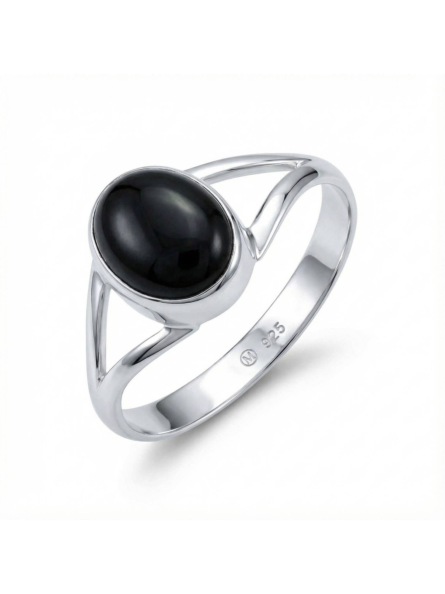 mantraroma Silberring HARDIN aus 925 Silber mit Onyx (Ring mit Schmuckbeutel), Damenring aus 925er Silber