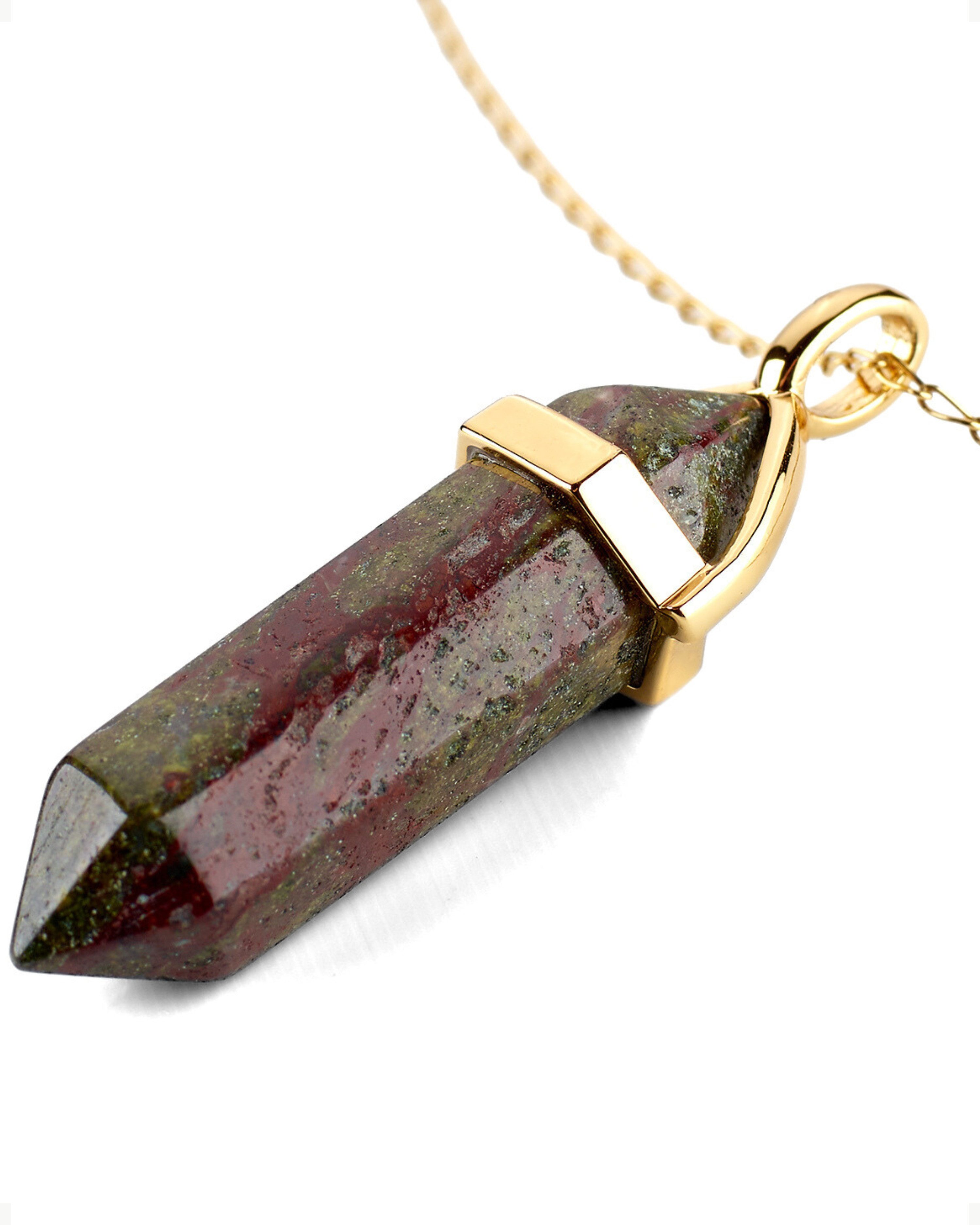 LAVISA Kette mit Anhänger Edelstein Halskette Obelisk gold Naturstein Kristall