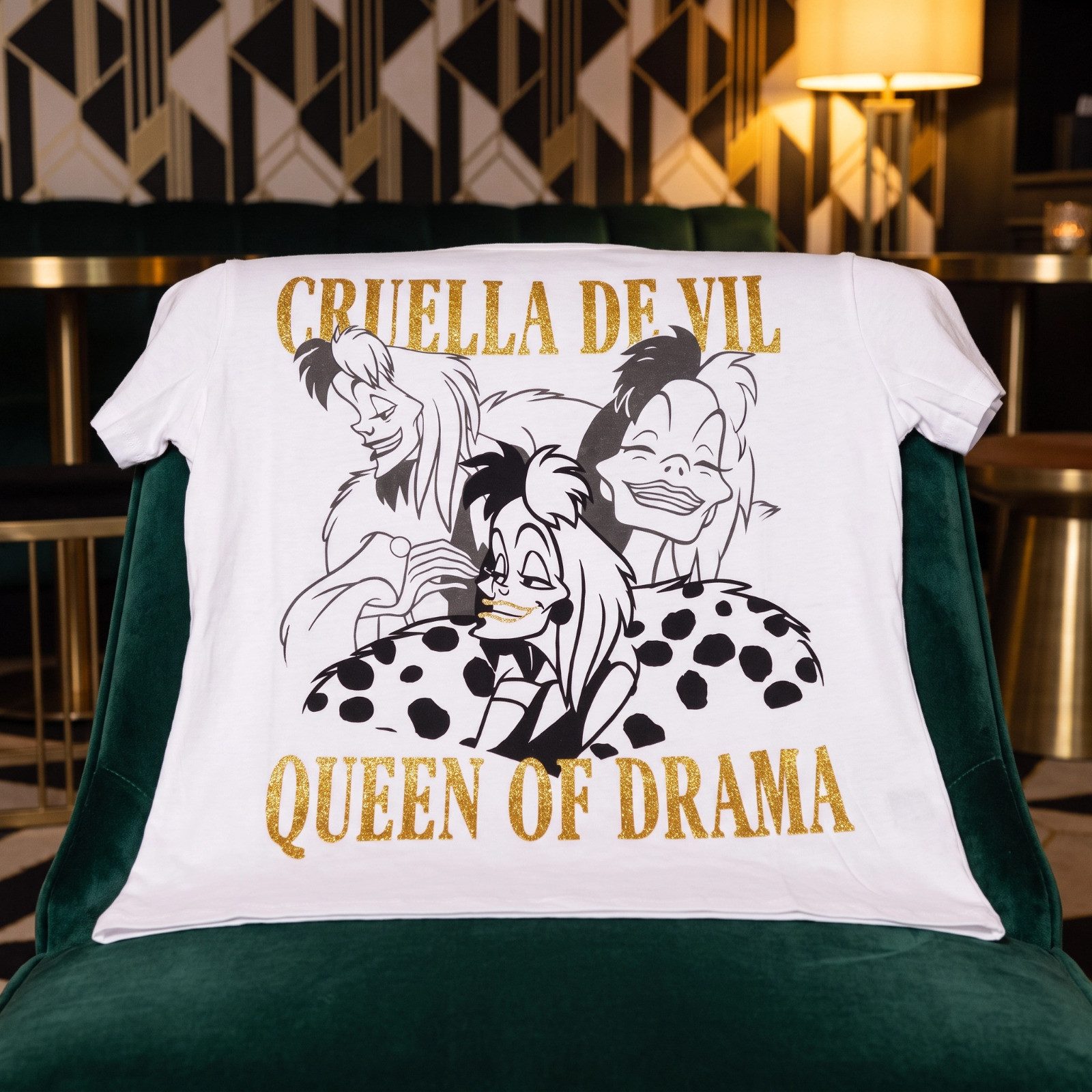 Disney Print-Shirt Disney Cruella de Vil Damen T-Shirt Kurzarm XS-M Grau Weiß Baumwolle