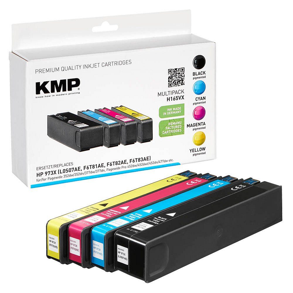 KMP 1 ERSETZT Tinten-Multipack Farben) BK/C/M/Y HP Tintenpatrone (4 H165VX 973X