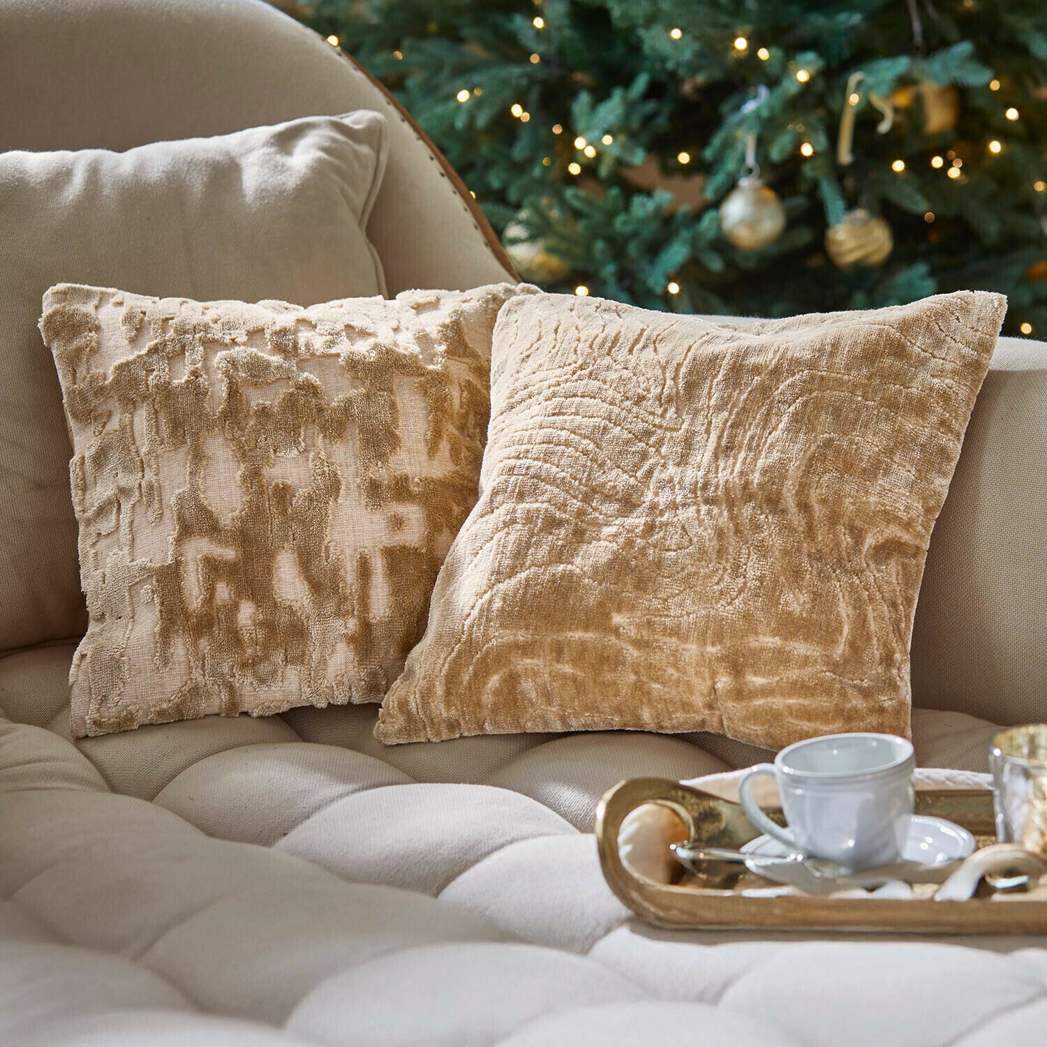 Mirabeau Kissenhülle Kissenhülle 2er Set Doranza gold/braun