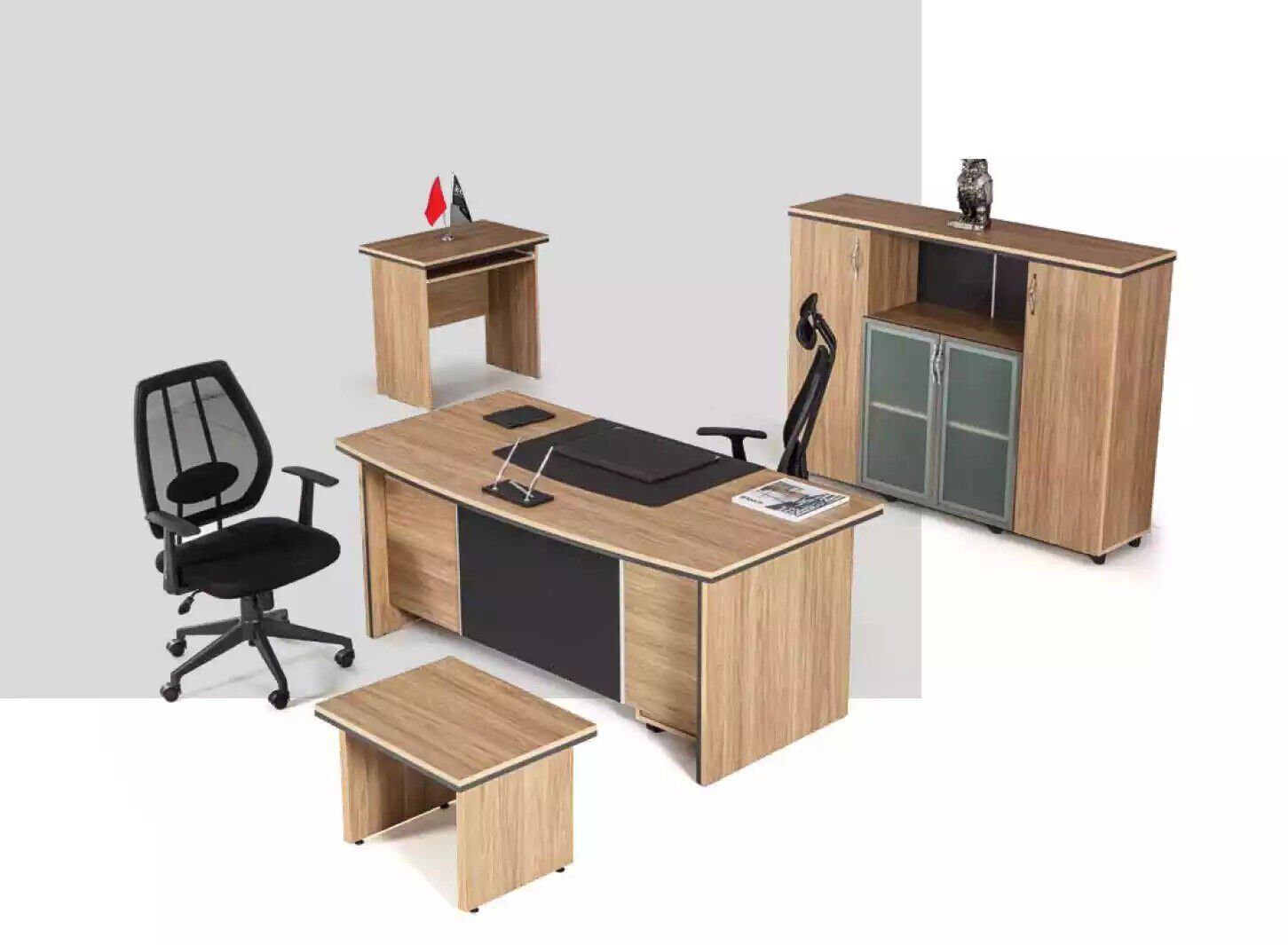 JVmoebel Schreibtisch Luxus Büroeinrichtung Schreibtisch Regale Beistelltisch Aktenschrank, Made In Europe