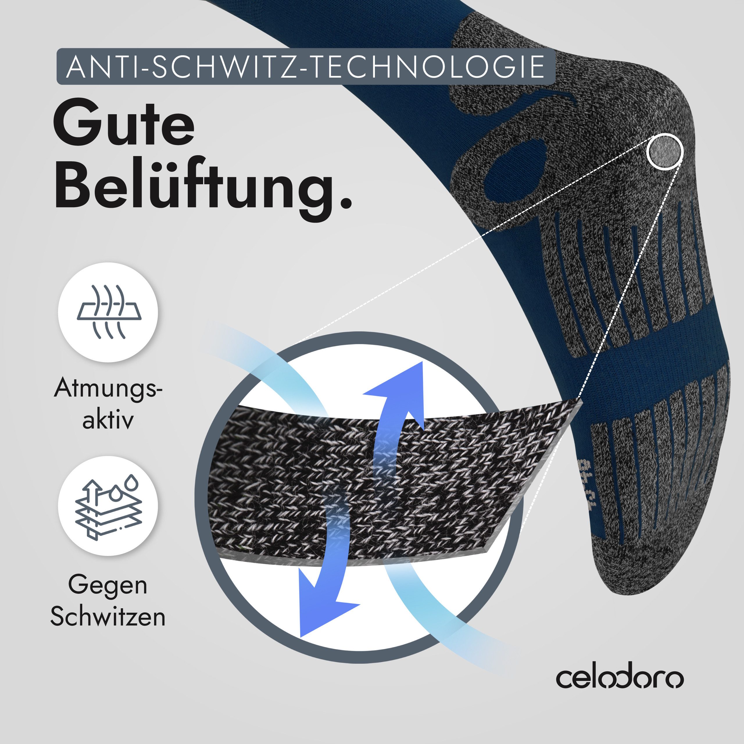 celodoro Arbeitssocken 4 Paar Wandersocken, Arbeitssocken & Sportsocken Anti-Schweiß