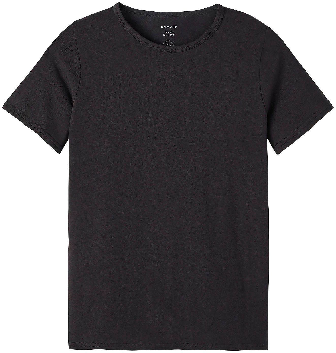 NOOS T-Shirt 2-tlg., (Packung, Name It NKMT-SHIRT SLIM Black 2er-Pack) 2P