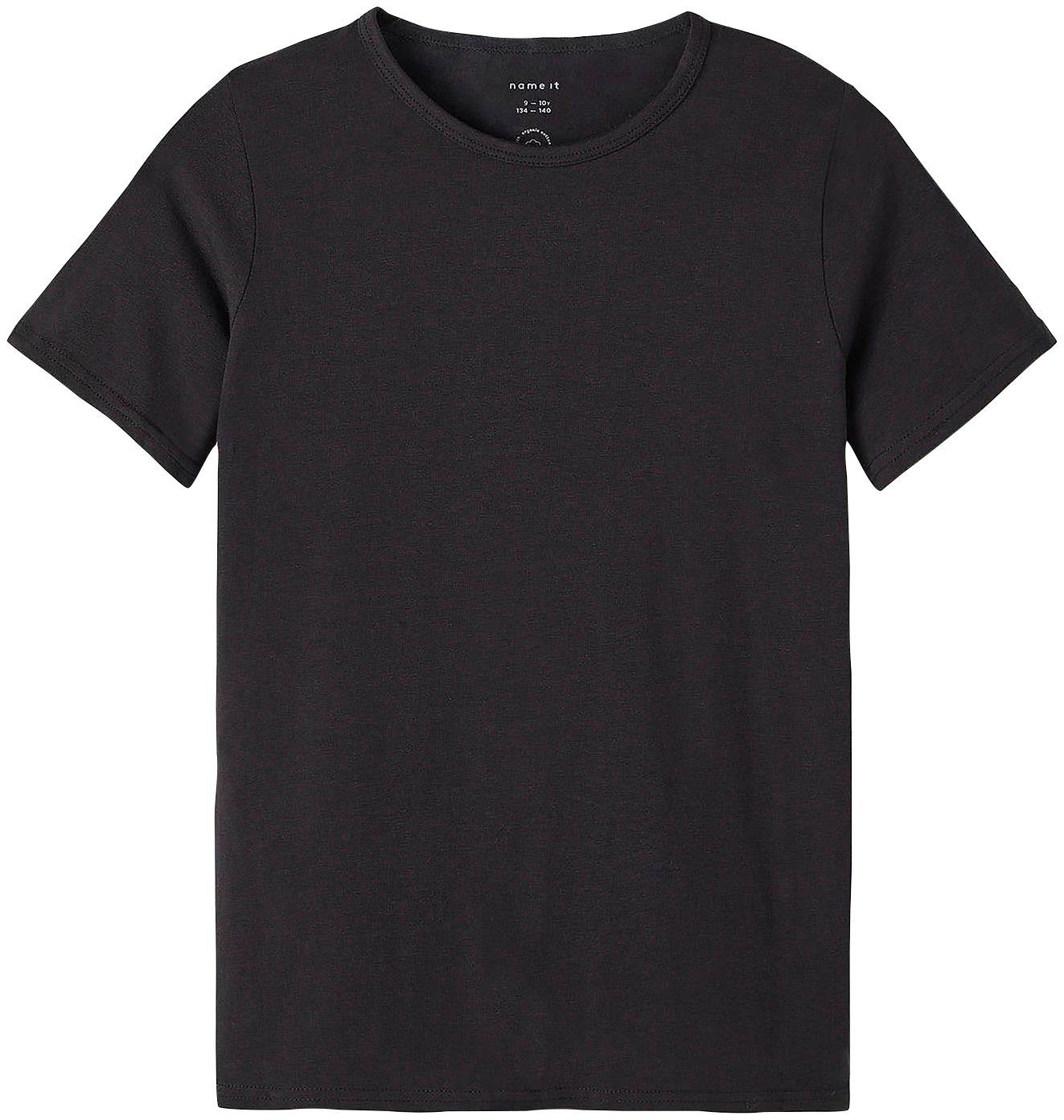 Name It T-Shirt NKMT-SHIRT – T-Shirt im 2er-Pack mit Rundhals (2-tlg., 2er-Pack) unifarben, casual, slim fit, Jersey, Rundhals