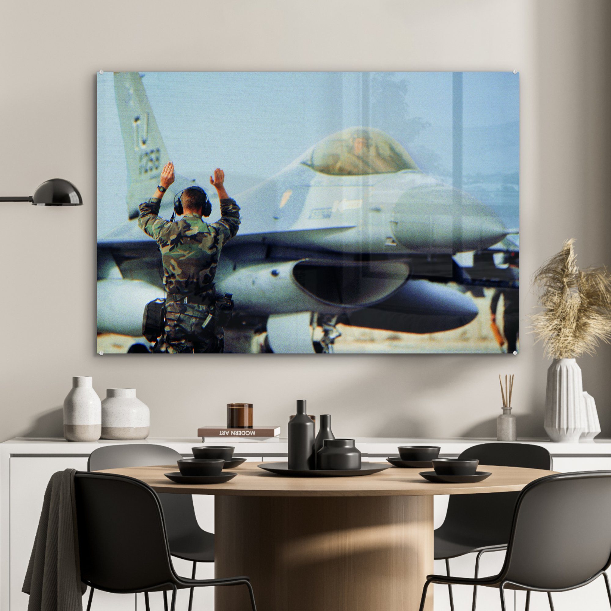 signalisiert MuchoWow (1 St), dem Wohnzimmer Piloten Acrylglasbilder & Bodenpersonal Schlafzimmer eines Militärflugzeugs, Acrylglasbild