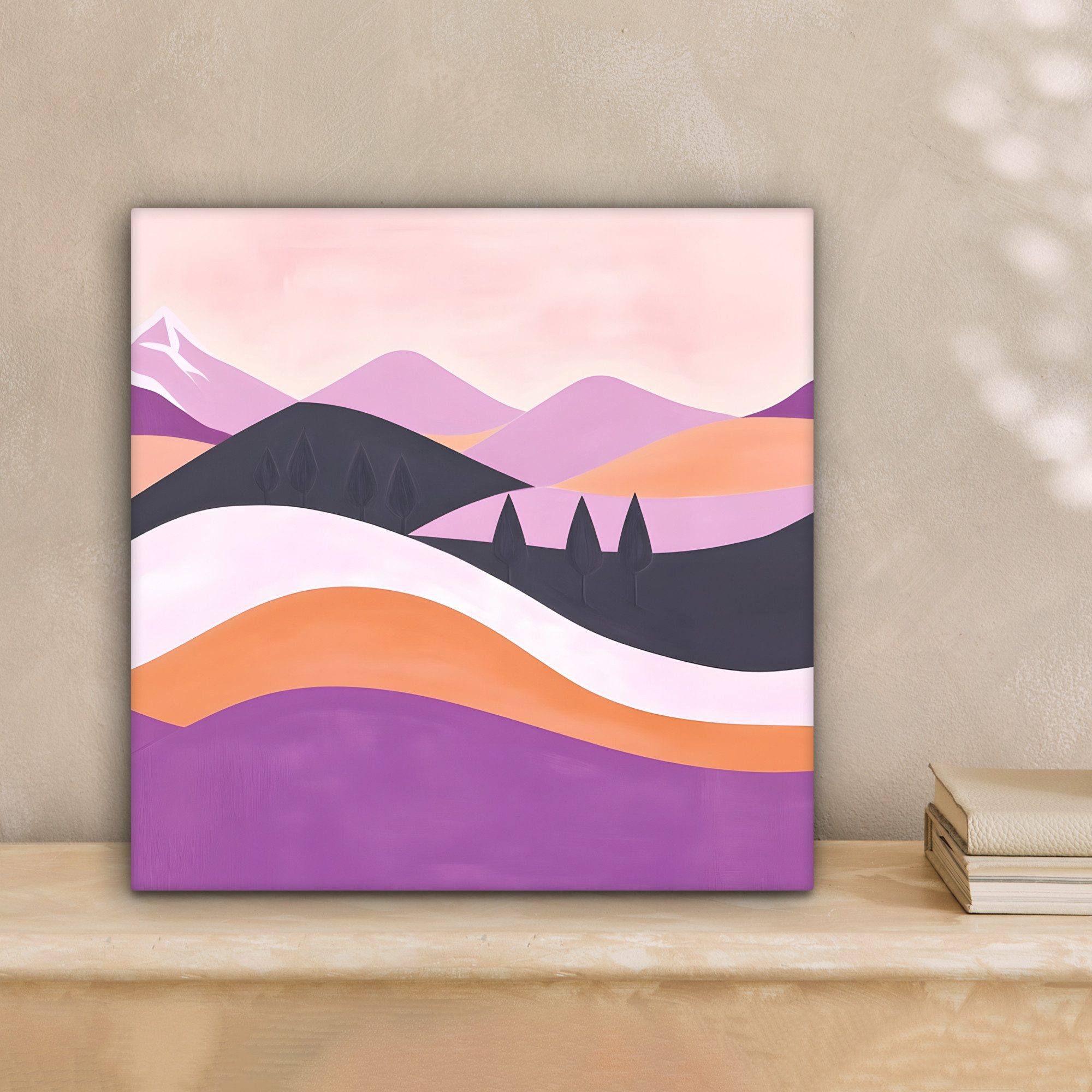 OneMillionCanvasses® Leinwandbild Abstrakt - Hügel - Bäume - Grün, Fotodruck (1 St), Wandbild, Deko Schlafzimmer Wohnzimmer Flur 20x20 cm
