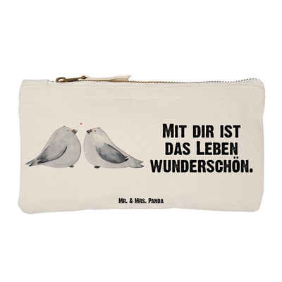 Mr. & Mrs. Panda Kosmetiktasche Größe S Klein Turteltauben Liebe - Weiß - Geschenk, glücklich, Verlob (1-tlg), Stilvoll unterwegs