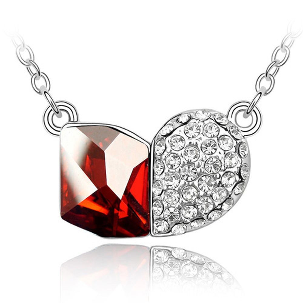 Ketten-Set Kette Kristall & Herz Silber aus Messing Damen