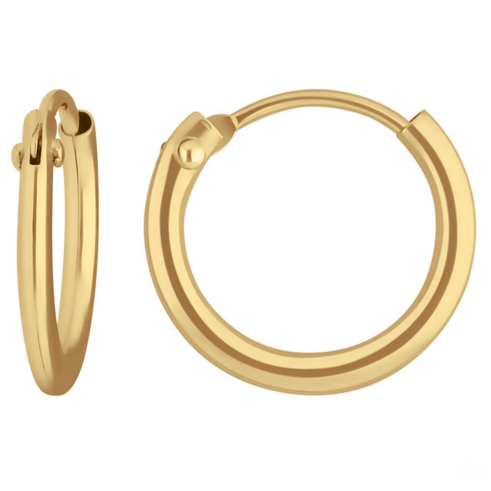 Schmuck Krone Paar Creolen Paar Creolen rund klein & fein aus 333 Gelbgold 11x1,3mm, Gold 333