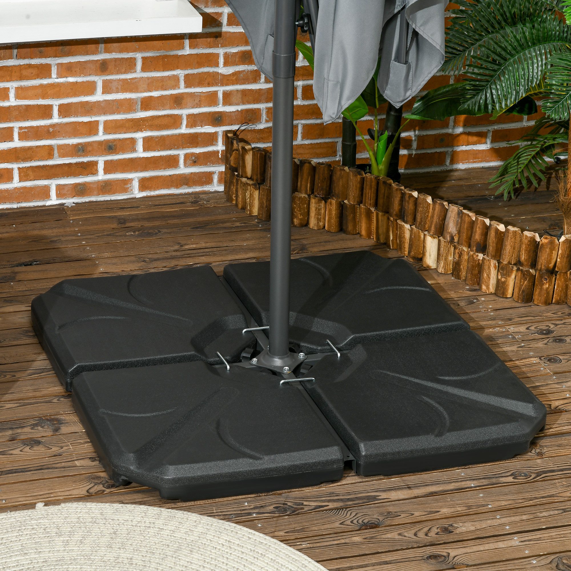 Outsunny Schirmhalter 4-teilig, befüllbar mit Sand/Wasser bis 18/14 kg, Sonnenschirmständer für Ampelschirm, 4 tlg., Schirmgewicht