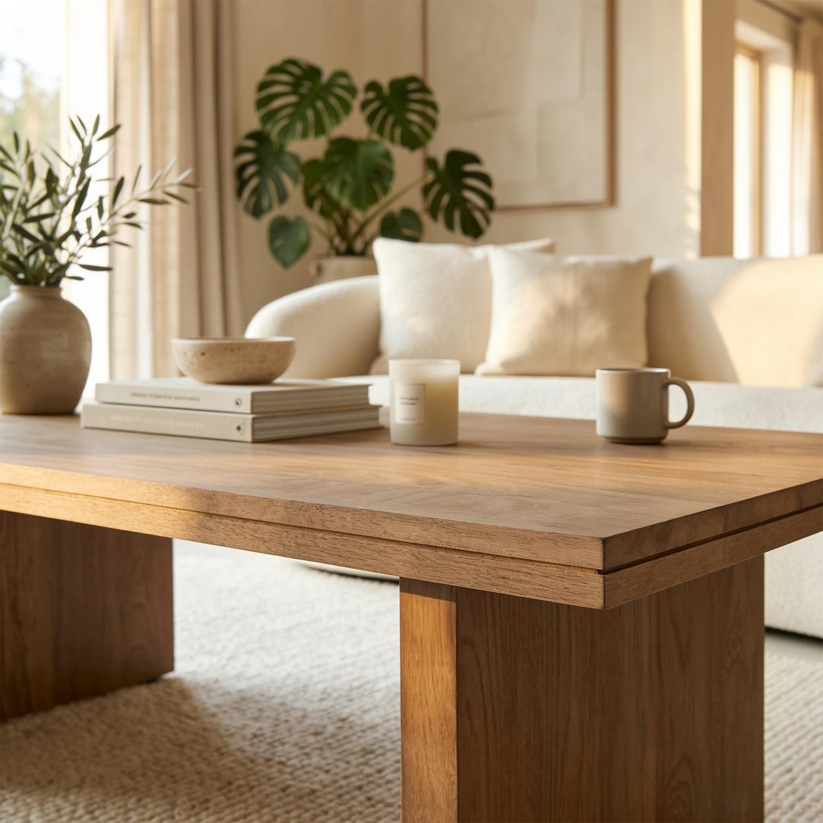 IDIMEX Couchtisch MALABO, Wohnzimmertisch 120x60 cm aus massivem Mangoholz Hellbraun