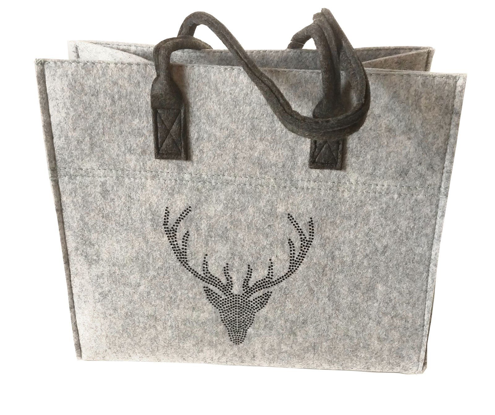 Steinnacher Bärbel Einkaufsshopper Tasche Viviana M Filz hellgrau Geweih