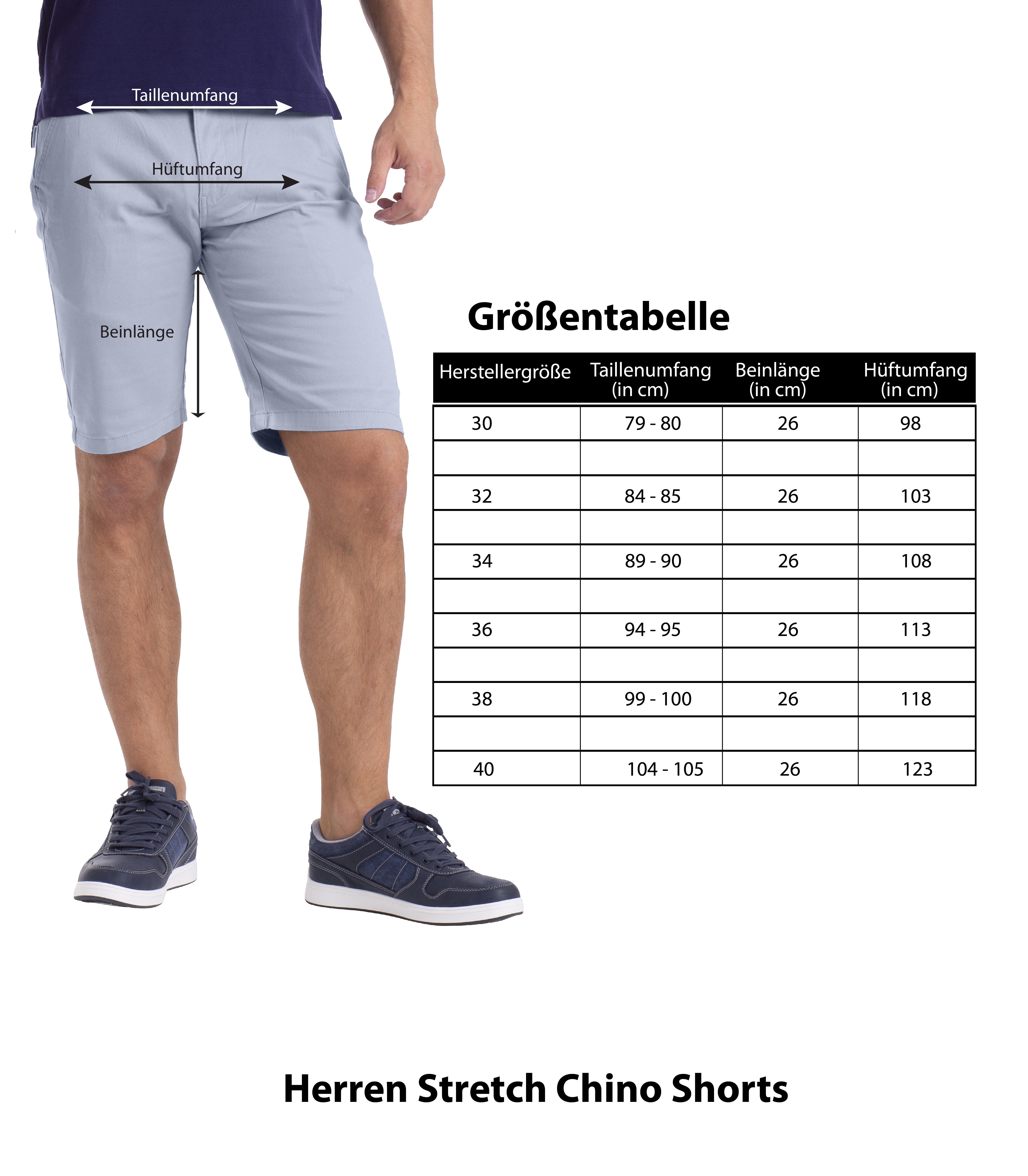 BlauerHafen Chinoshorts Herren Stretch Chino Shorts Slim Fit Bermuda Hose Strecken-Baumwolle