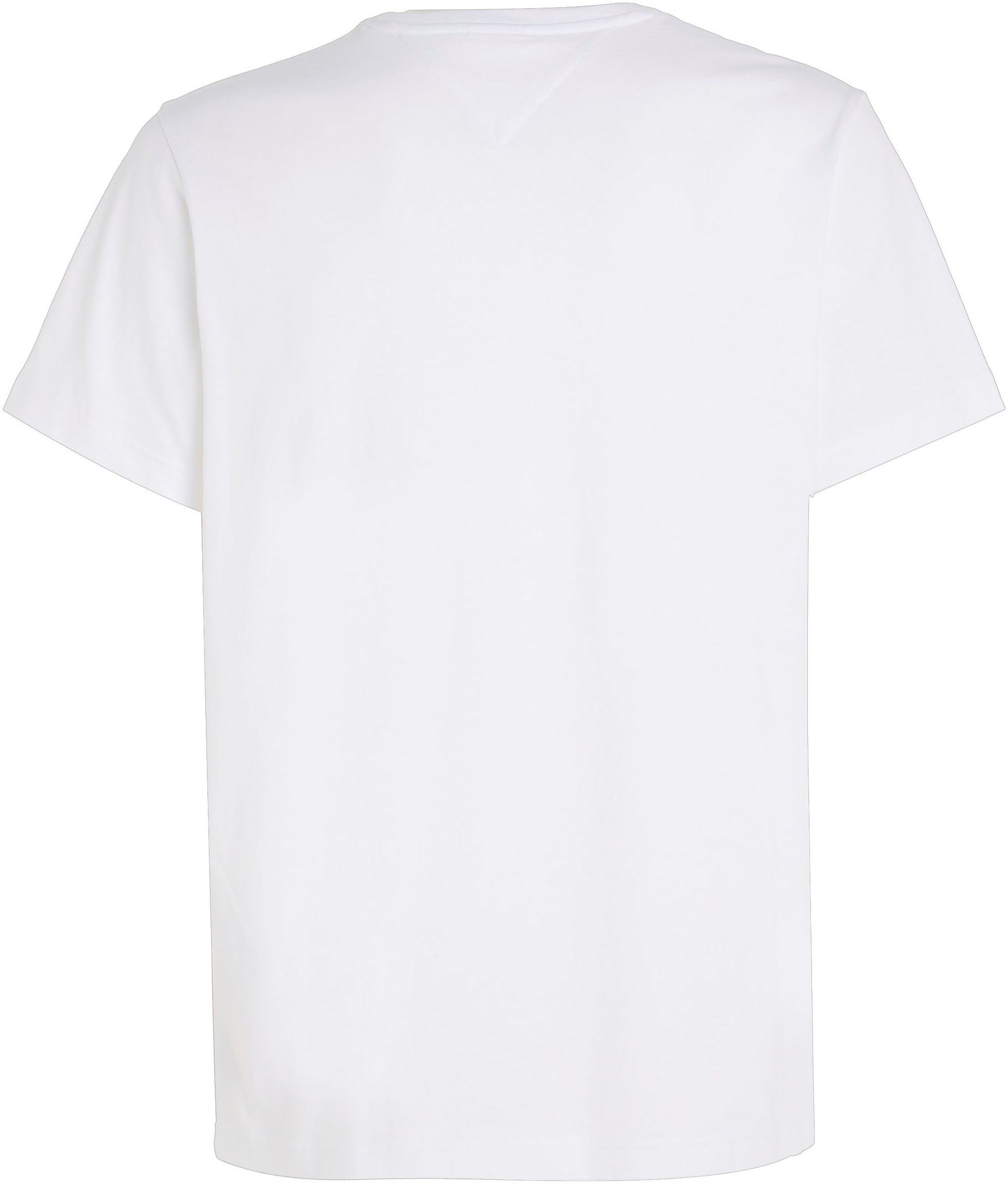 Tommy T-Shirt großem Jeans TJM mit TEE COLLEGE TEXT REG Logo-Frontmotiv White POP