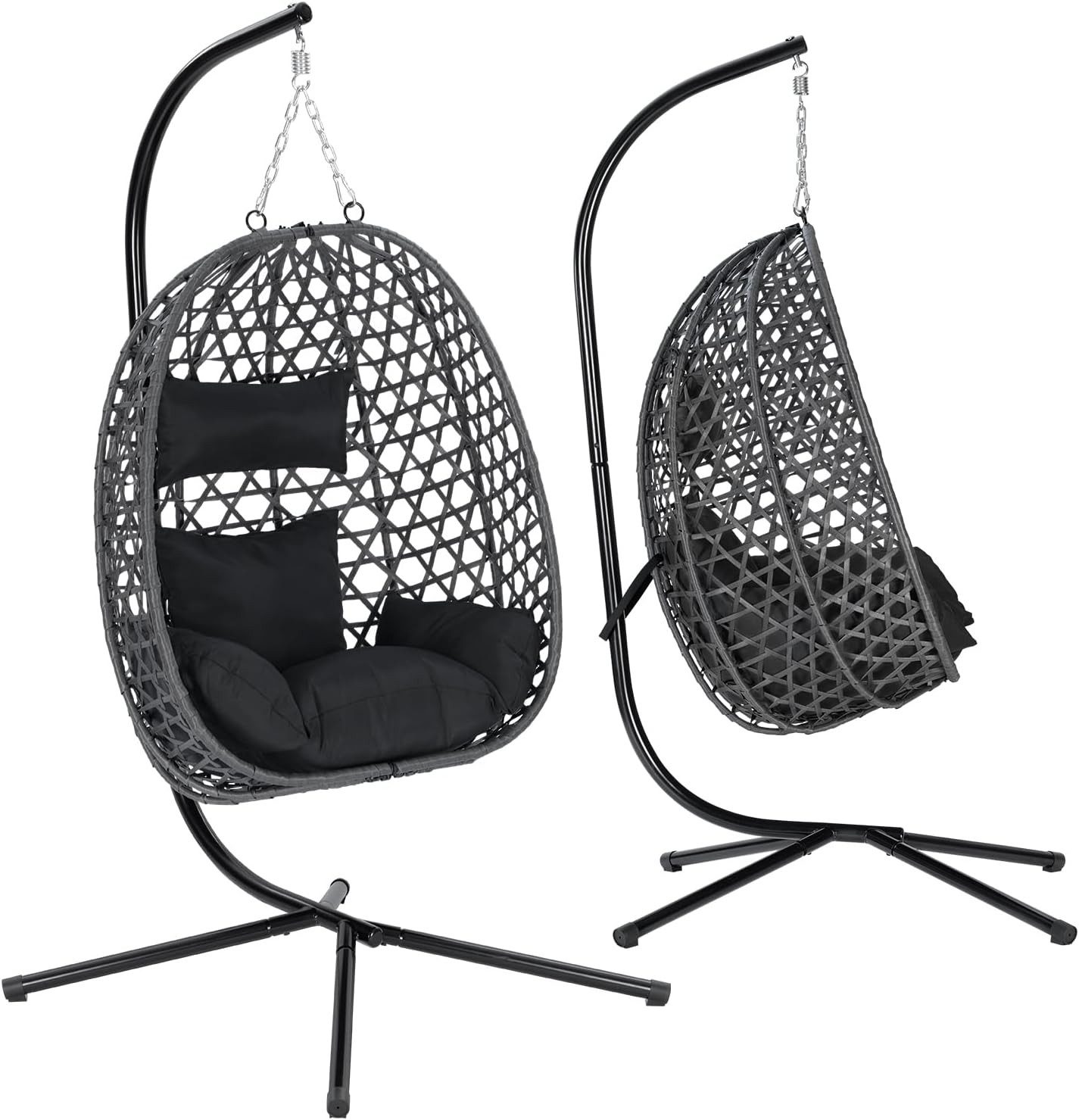 Woltu Hängesessel (1-St), mit Kissen und Kopfstütze, bis 150kg belastbar