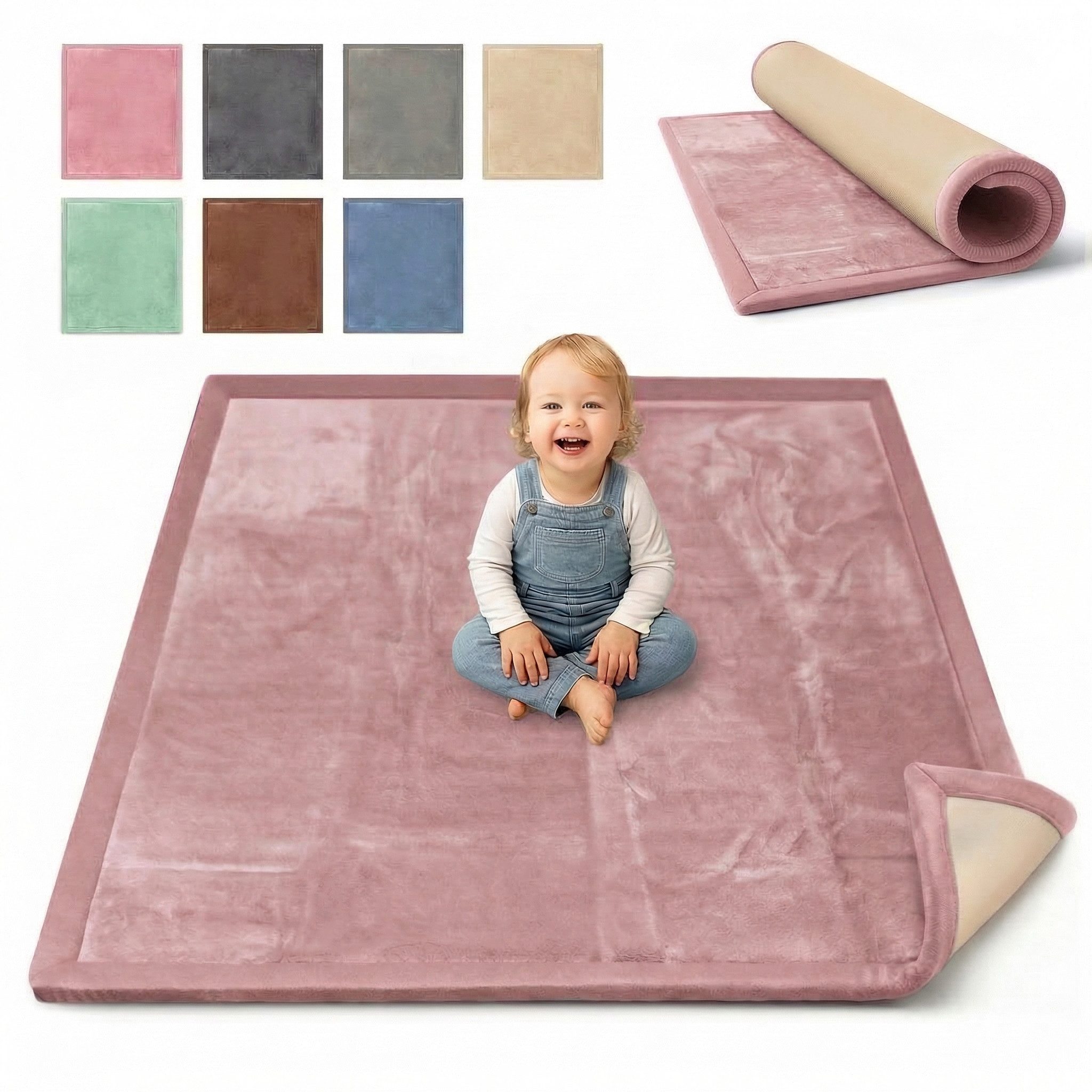 BabyBeFun Spielmatte [Extra Weich] 3cm dicke Krabbelmatte Baby, hochwertiger Memory-Schaum, Rutschfest, Deutsche Marke