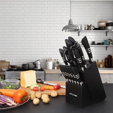 Kitcanis Messerblock kulinarischer Tempel (17tlg), Edelstahl,mit Messer und Küchenschere,schwarz